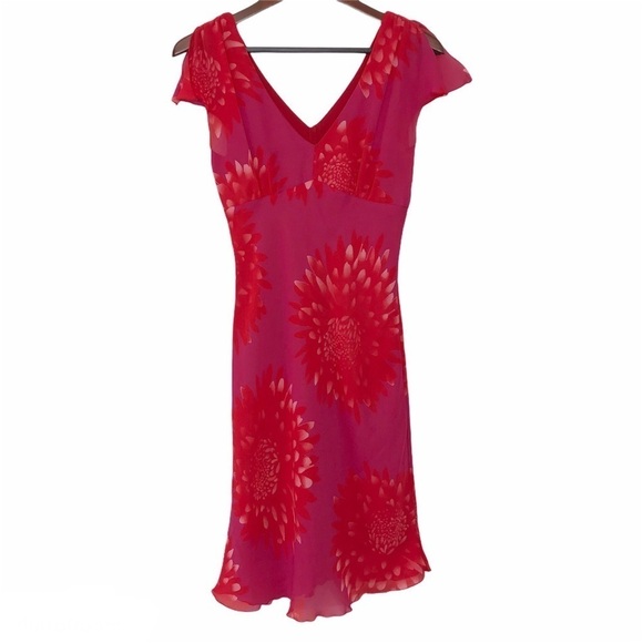 My Michelle VINTAGE 90s Red Floral Midi Slip Dress Chiffon 7/8 (Modern Small) - Picture 16 of 16
